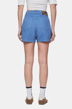 UCLA Pantaloni scurti cu snur si banda elastica in talie, buzunare laterale si imprimeu cu logo discret, MEDIUM WASH, LINDA
