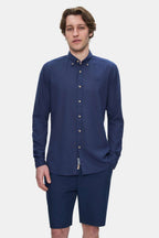UCLA Camsa cu nasturi si guler, material lejer, regular fit Bleumarin, JACQUEZ