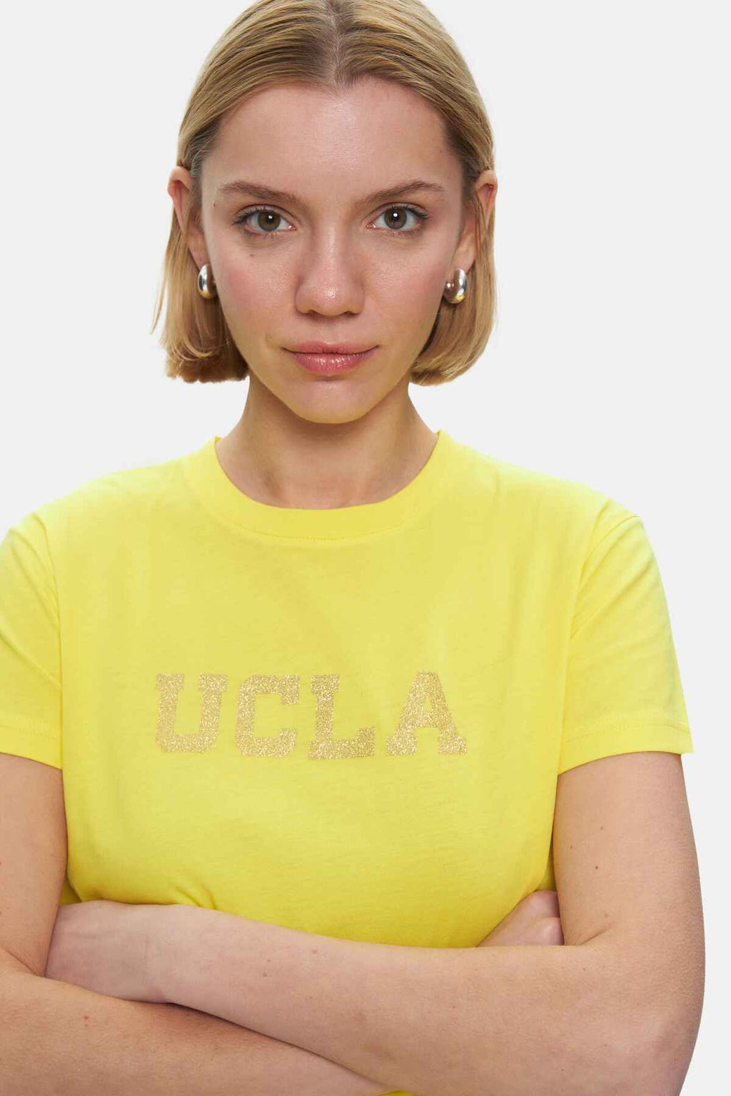 UCLA Tricou cu decolteu la baza gatului, imprimeu cu logo, regular fit, RAYFLOWER, ISOLDE