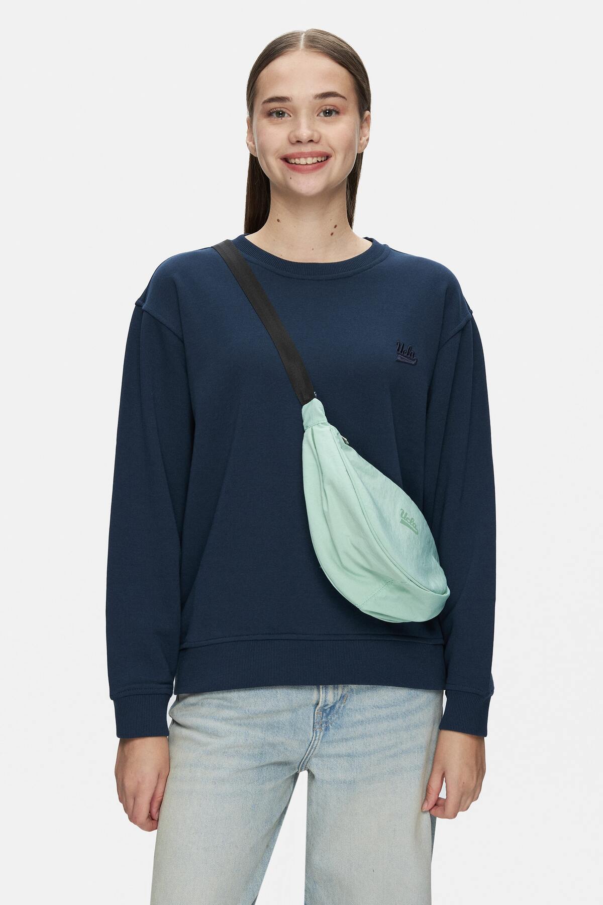 UCLA Geanta de dama tip borseta, cu logo si fermoar, Verde, KNOX