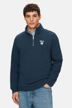 UCLA Bluza cu decolteu la baza gatului, regular fit, imprimeu cu logo, Bleumarin, LEON