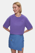 UCLA Tricou cu decolteu la baza gatului, imprimeu cu logo, regular fit, Mov, INDIANA