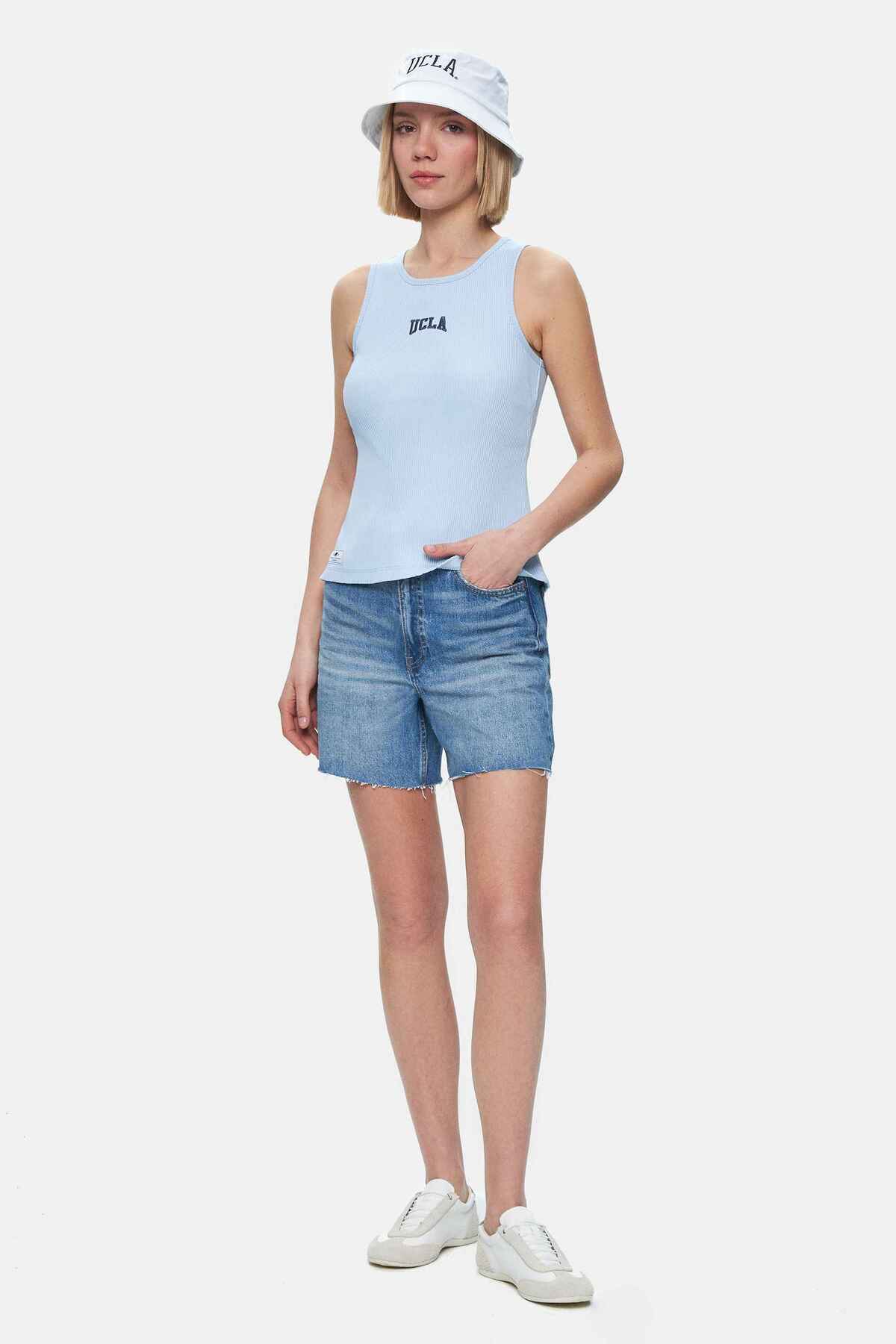 UCLA Tricou cu decolteu la baza gatului, imprimeu cu logo, regular fit, SKYWAY, SALINAS