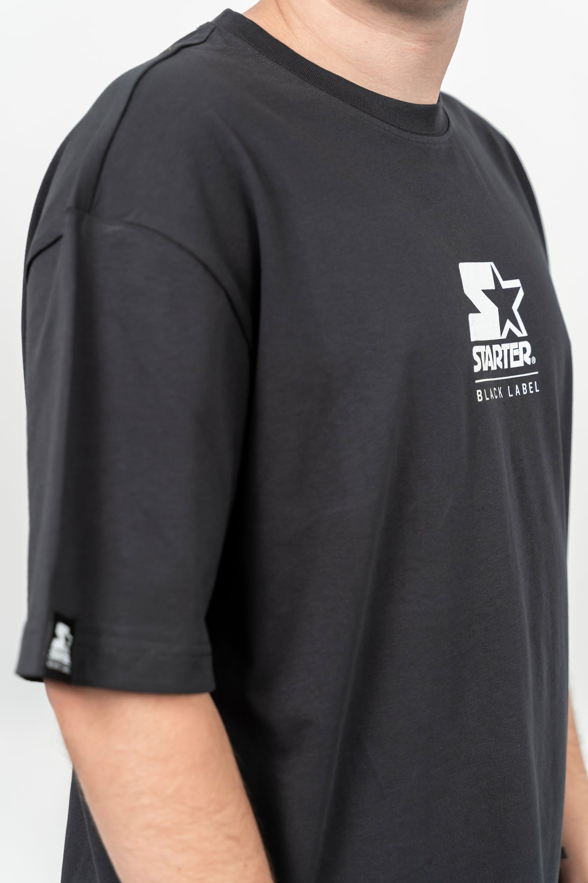 Starter, Tricou cu decolteu la baza gatului, imprimeu cu logo, HAMPTONS, Gri