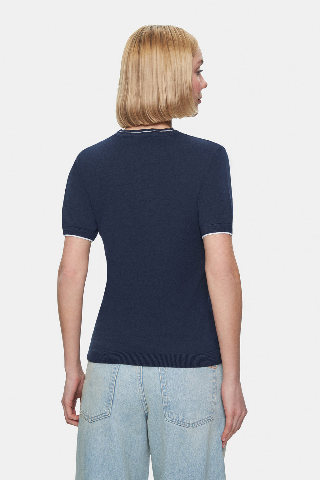 UCLA Tricou cu decolteu la baza gatului, imprimeu cu logo, regular fit, Bleumarin, JENNY
