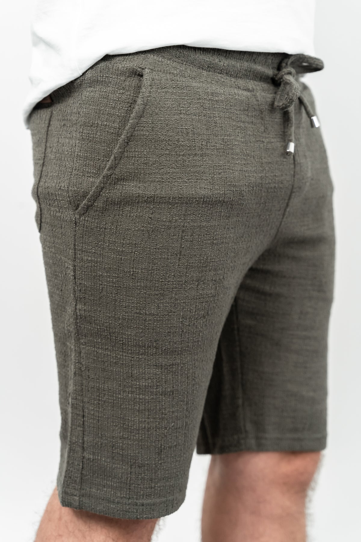 RWB, Pantaloni scurti cu snur si elastic in talie, buzunare laterale, regular fit, RICARD, Kaki