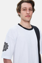 UCLA Tricou cu decolteu la baza gatului, imprimeu cu logo, regular fit, Alb, KEITH
