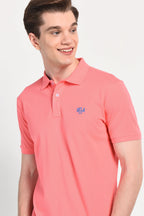 UCLA Tricou cu guler si nasturi, regular fit, logo brodat discret, Roz, LAKES