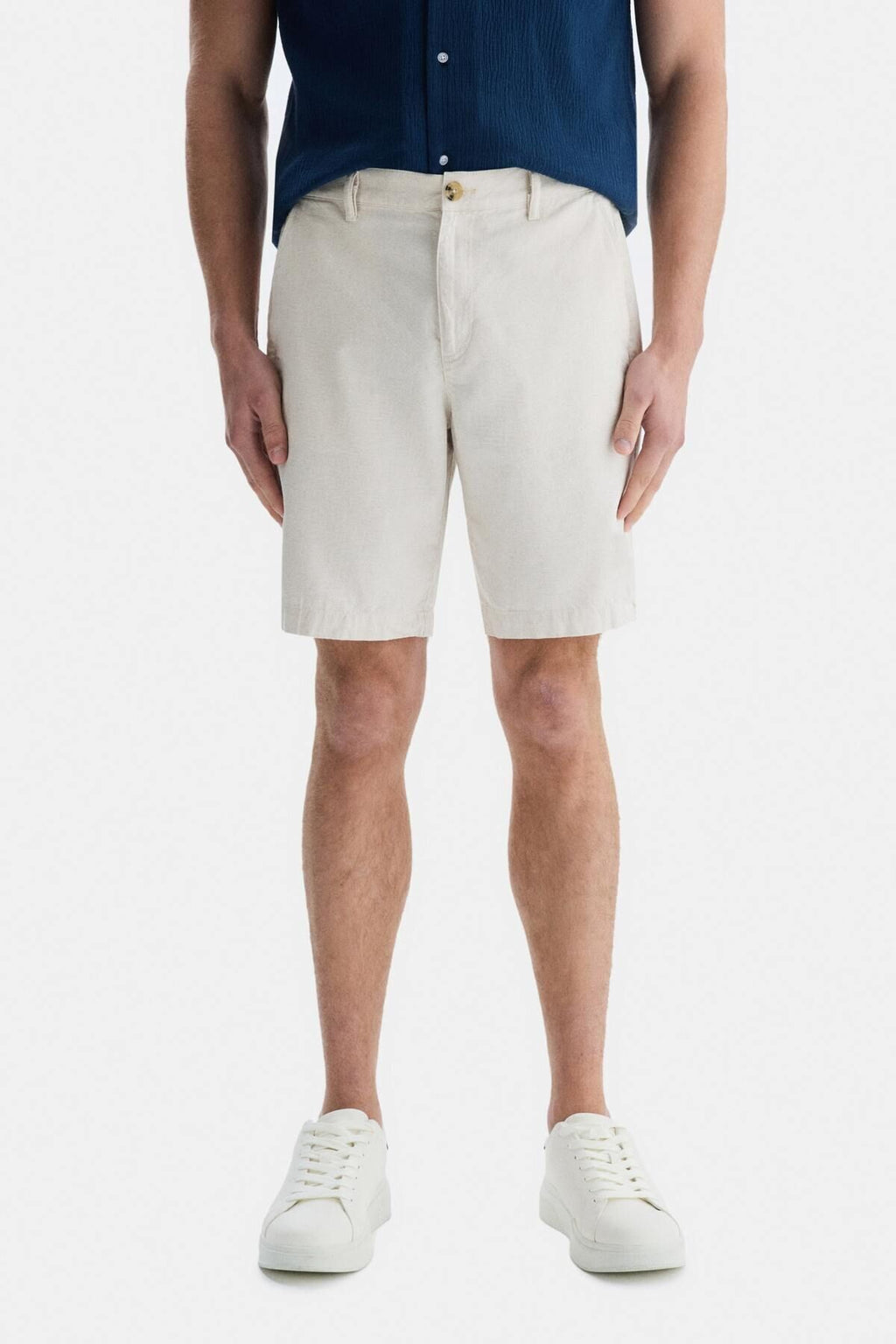 UCLA Pantaloni scurti cu snur si banda elastica in talie, buzunare laterale si imprimeu cu logo discret, Bej, PALISADES