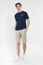 UCLA Tricou cu decolteu la baza gatului, imprimeu cu logo, regular fit, Bleumarin, BASS
