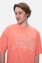UCLA Tricou cu decolteu la baza gatului, imprimeu cu logo, regular fit, Roz deschis, WEBSTER