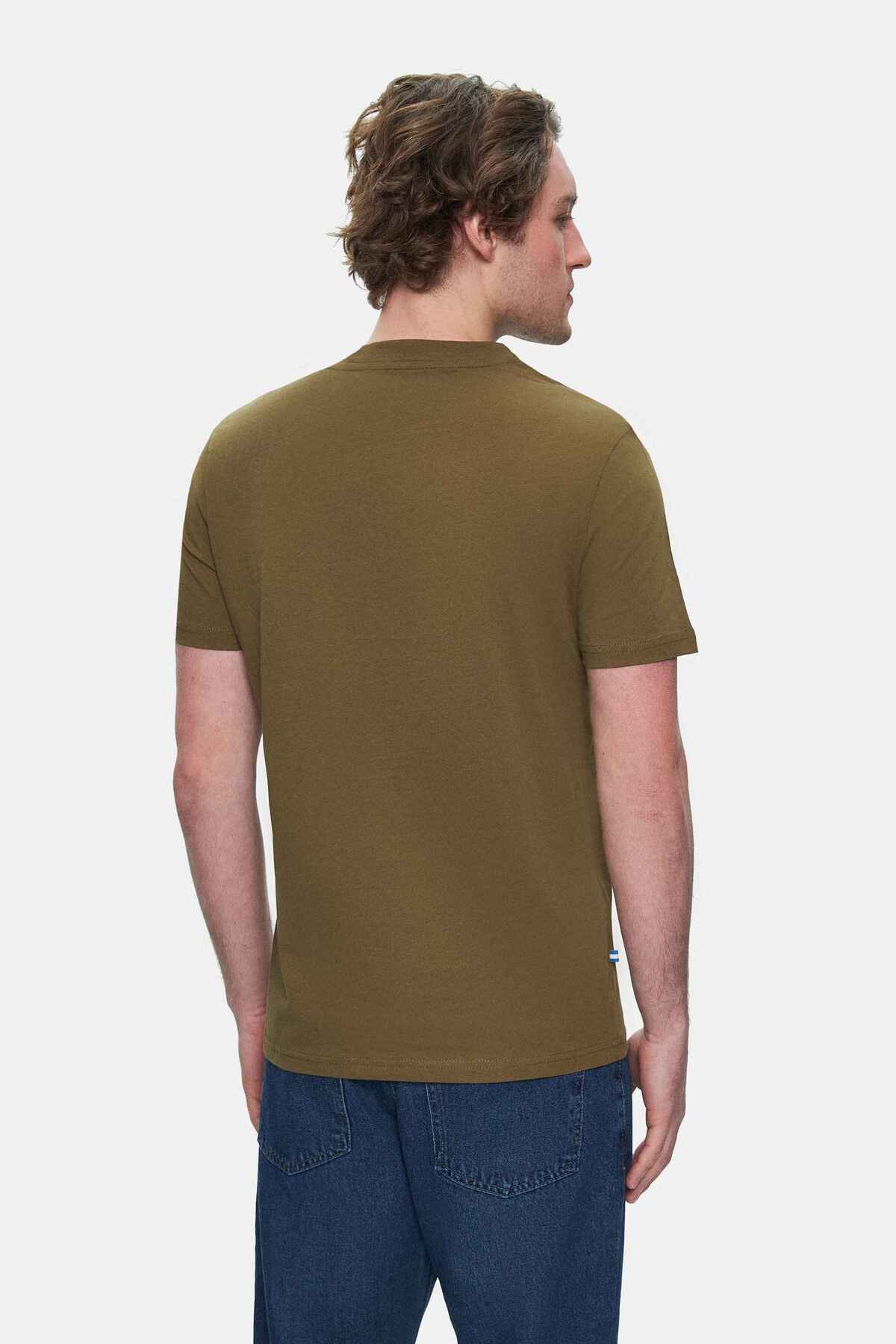 UCLA Tricou cu decolteu la baza gatului, imprimeu cu logo, regular fit, Verde, HARPER