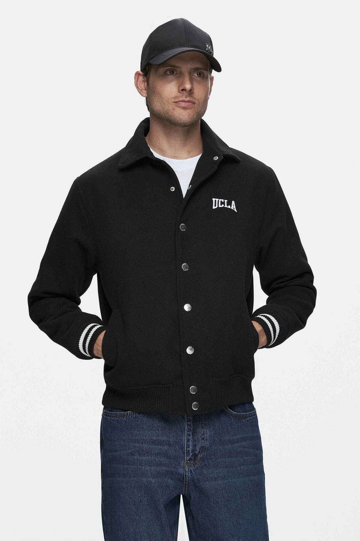 UCLA Geaca cu vatelina, fermoar metalic, buzunare laterale, Negru, KEANE