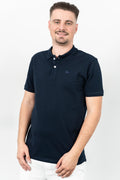 Les Canards, Tricou cu guler, detaliu cu logo brodat, regular fit, LAKES, Bleumarin