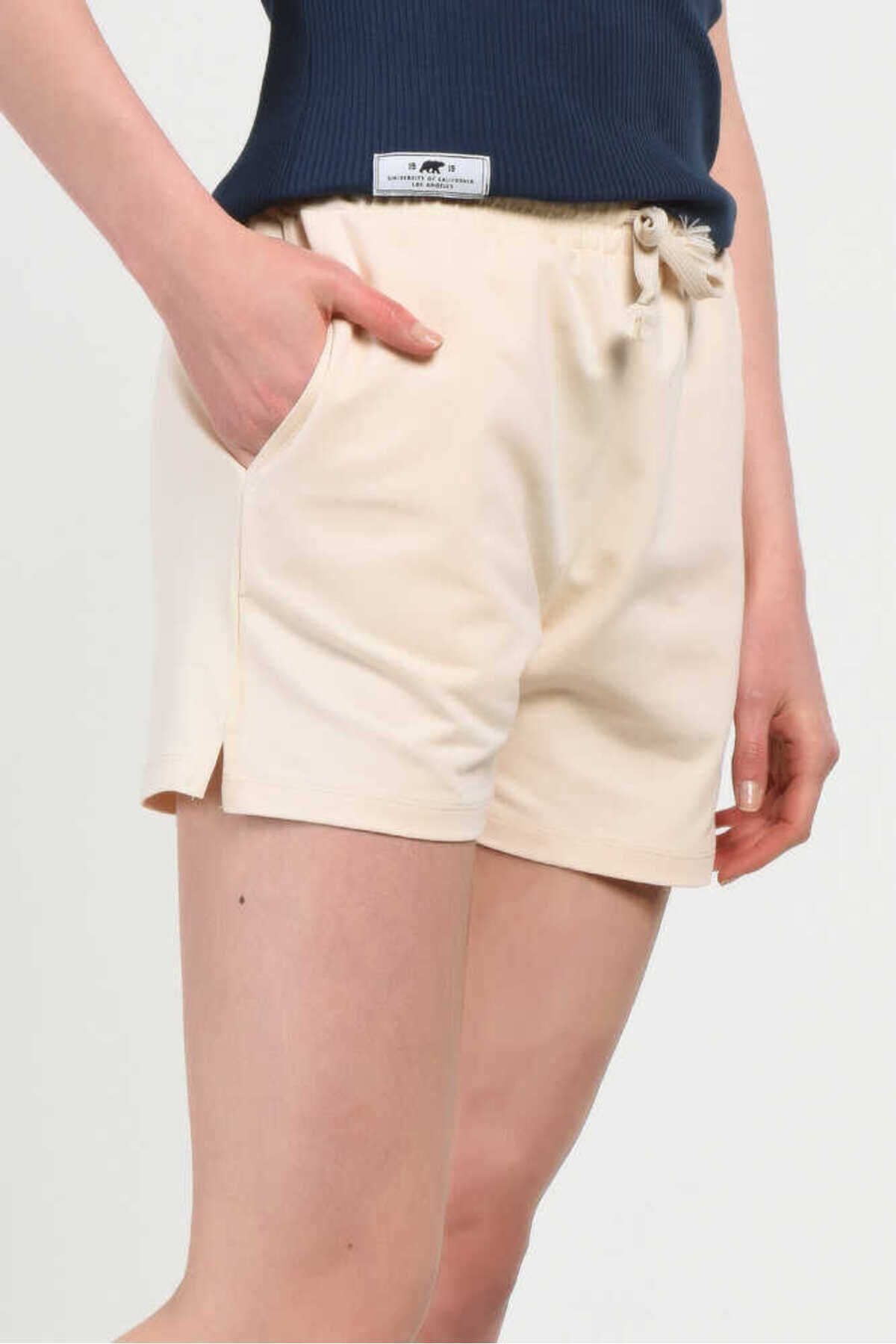 UCLA Pantaloni scurti cu snur si banda elastica in talie, buzunare laterale si imprimeu cu logo discret, CHALK, ROSA