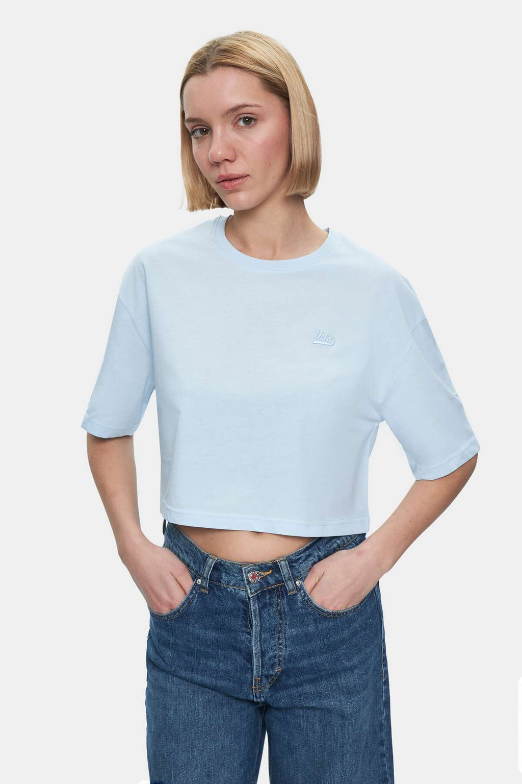 UCLA Tricou cu decolteu la baza gatului, imprimeu cu logo, regular fit, SKYWAY, INDIANA