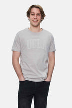 UCLA Tricou cu decolteu la baza gatului, imprimeu cu logo, regular fit, Gri, CULVER