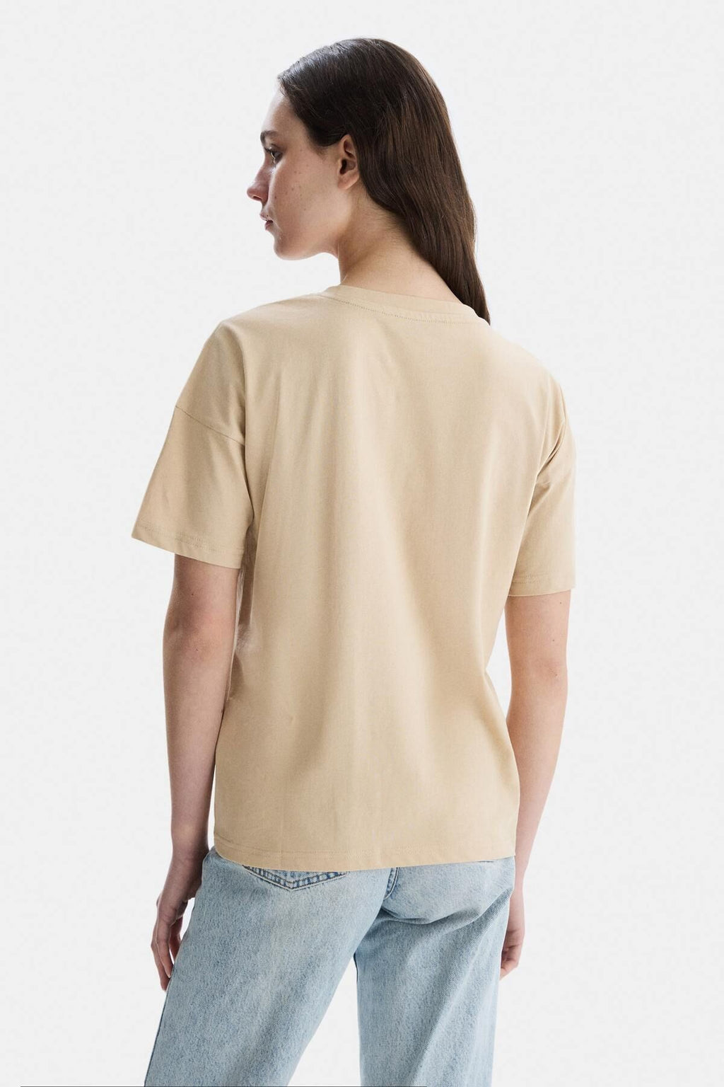 UCLA Tricou cu decolteu la baza gatului, imprimeu cu logo, regular fit, Bej, AVALON