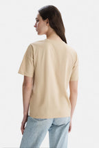 UCLA Tricou cu decolteu la baza gatului, imprimeu cu logo, regular fit, Bej, AVALON