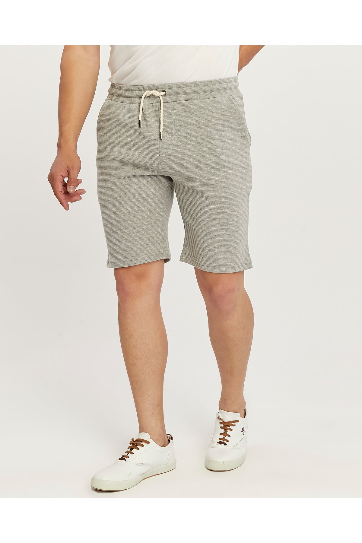 RWB, Pantaloni scurti cu snur si elastic in talie, buzunare laterale, regular fit, OTTOSORT-SS24, Gri