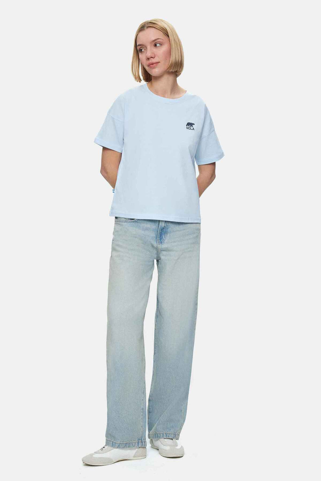 UCLA Tricou cu decolteu la baza gatului, imprimeu cu logo, regular fit, SKYWAY, KENZIE