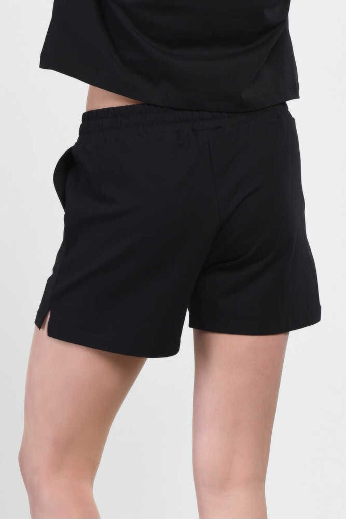 UCLA Pantaloni scurti cu snur si banda elastica in talie, buzunare laterale si imprimeu cu logo discret, Negru, ROSA