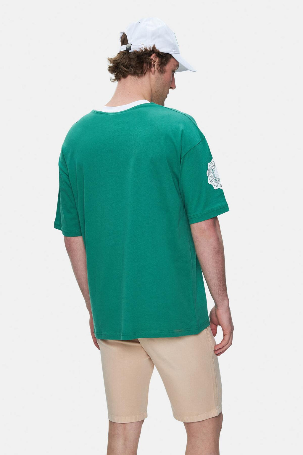 UCLA Tricou cu decolteu la baza gatului, imprimeu cu logo, regular fit, Verde, KEITH