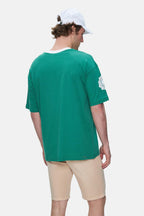 UCLA Tricou cu decolteu la baza gatului, imprimeu cu logo, regular fit, Verde, KEITH
