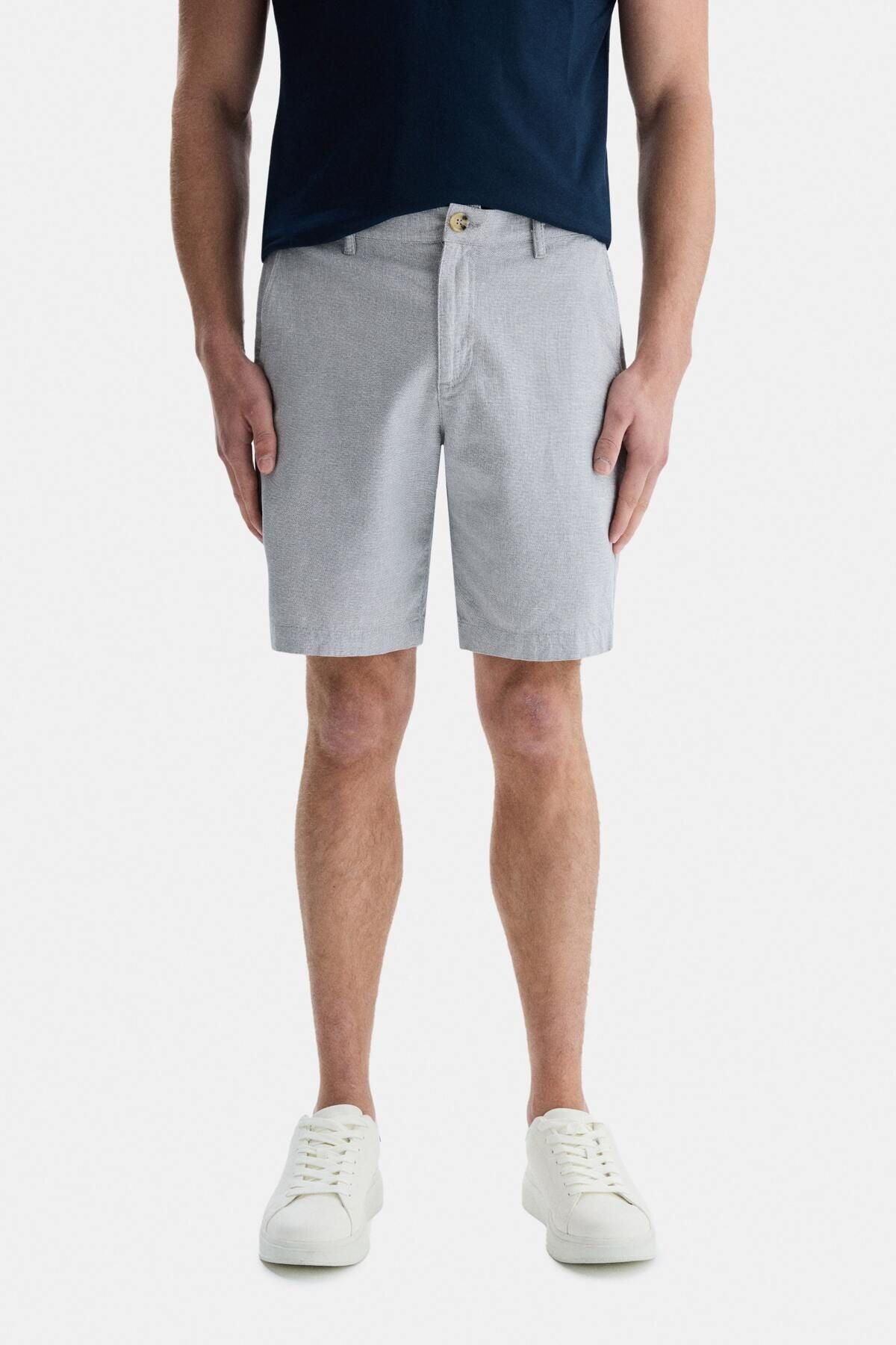UCLA Pantaloni scurti cu snur si banda elastica in talie, buzunare laterale si imprimeu cu logo discret, Gri, PALISADES