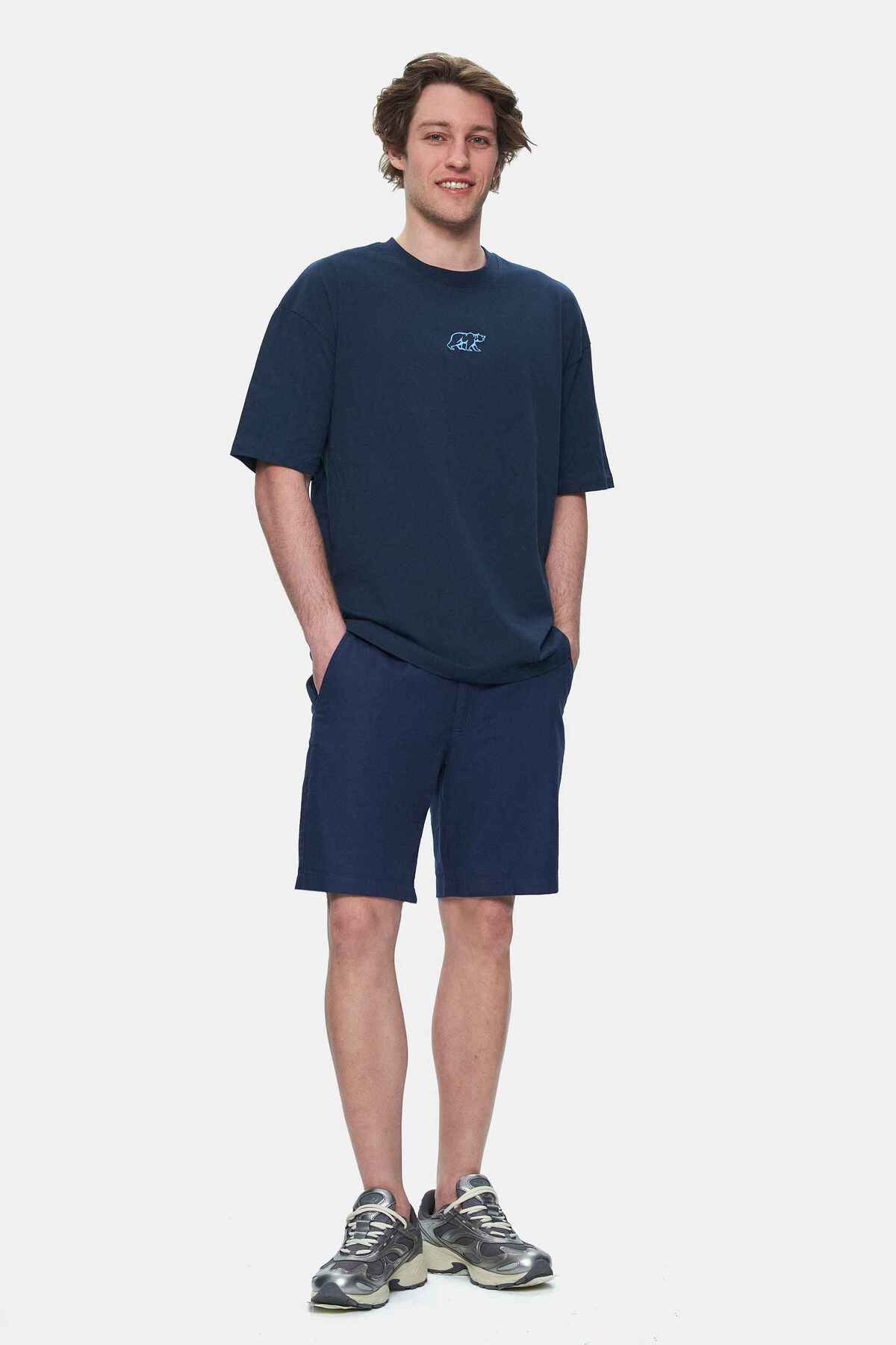 UCLA Tricou cu decolteu la baza gatului, imprimeu cu logo, regular fit, Bleumarin, SINCLAIR