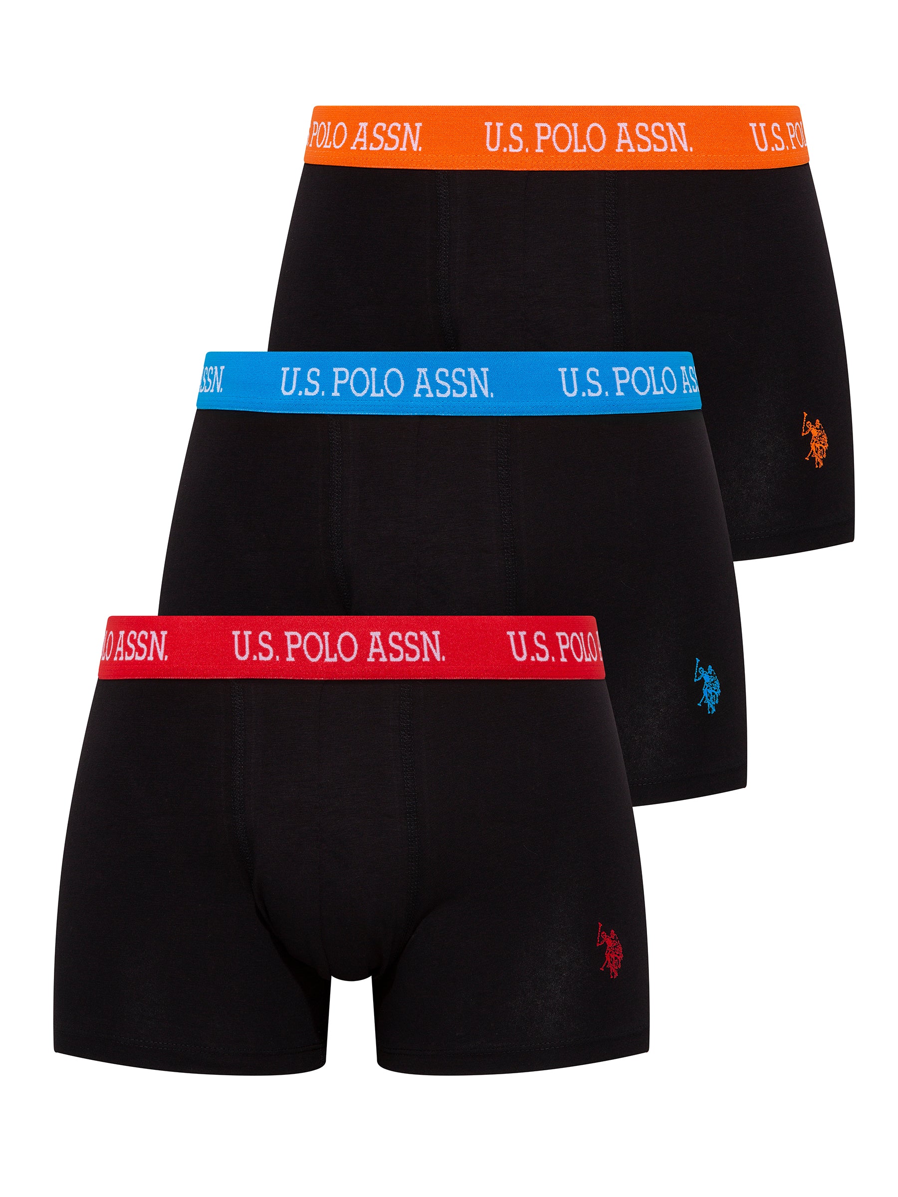 U.S. Polo Assn. Set 3 perechi de boxeri cu banda elastica si logo