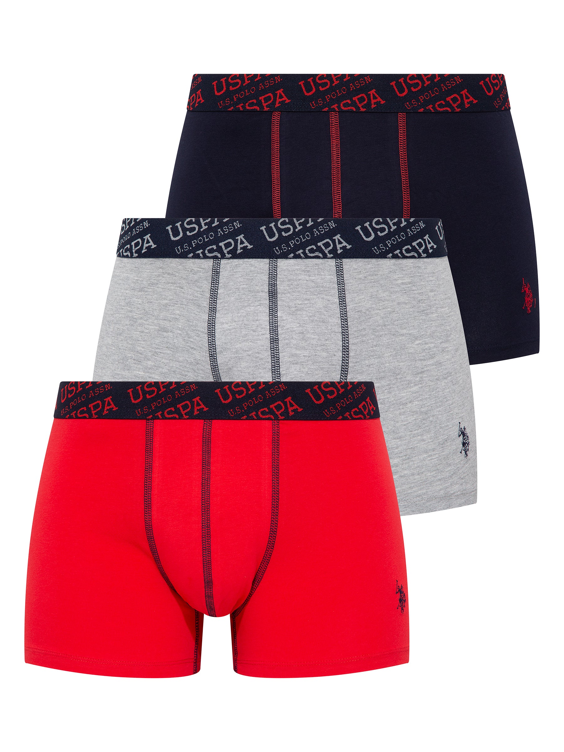 U.S. Polo Assn. Set 3 perechi de boxeri cu banda elastica si logo