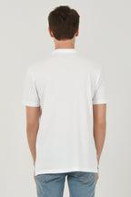 UCLA Tricou cu guler si nasturi, regular fit, logo brodat discret, Alb, LAKE