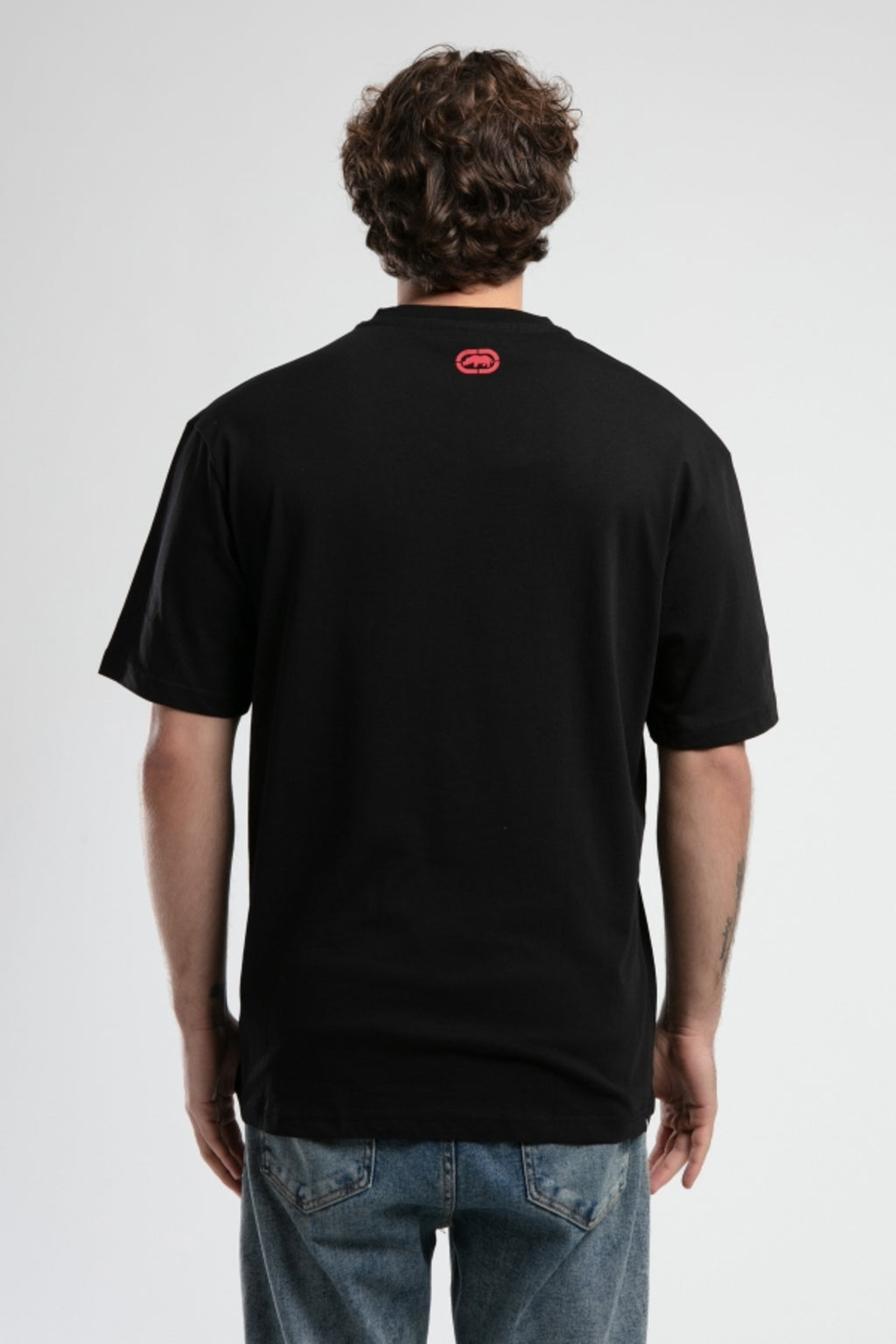 Ecko Unltd. Tricou cu decolteu la baza gatului, imprimeu cu logo, Negru, ALBANY