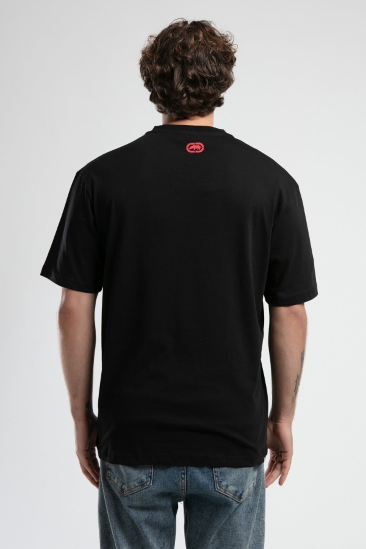 Ecko Unltd. Tricou cu decolteu la baza gatului, imprimeu cu logo, Negru, ALBANY