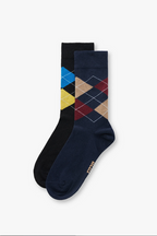 UCLA Set doua perechi de sosete din bumbac, unisex,  Negru-Bleumarin, ARMAND