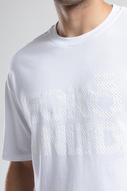 Ecko Unltd. Tricou cu decolteu la baza gatului, imprimeu cu logo, Alb, ASTORIA