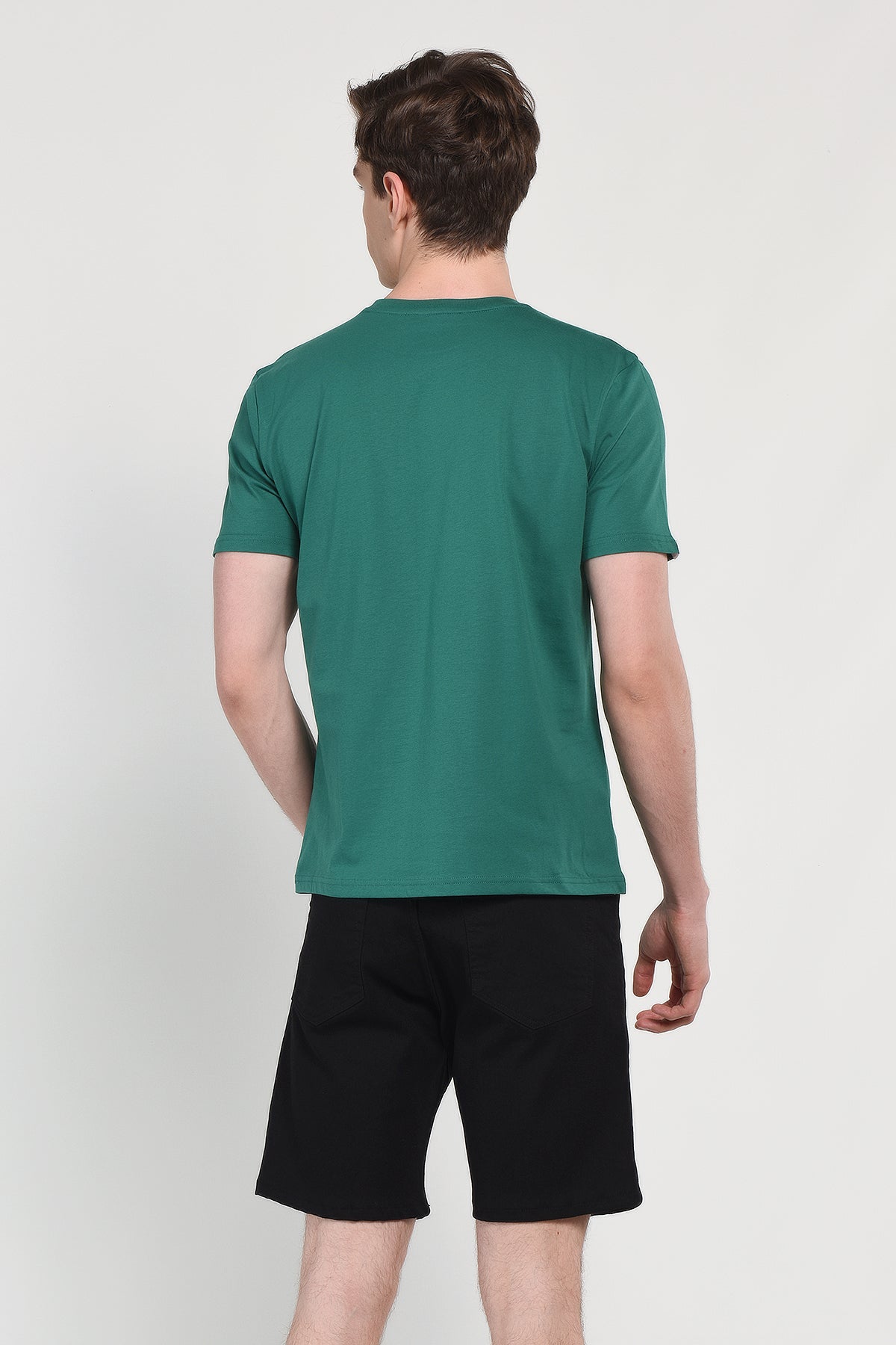 UCLA Tricou cu decolteu la baza gatului, imprimeu cu logo, regular fit, Verde, BASS
