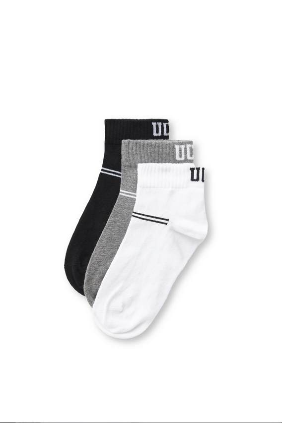 UCLA Set trei perechi de sosete din bumbac, unisex,  Negru-Gri-Alb, BRENNUS