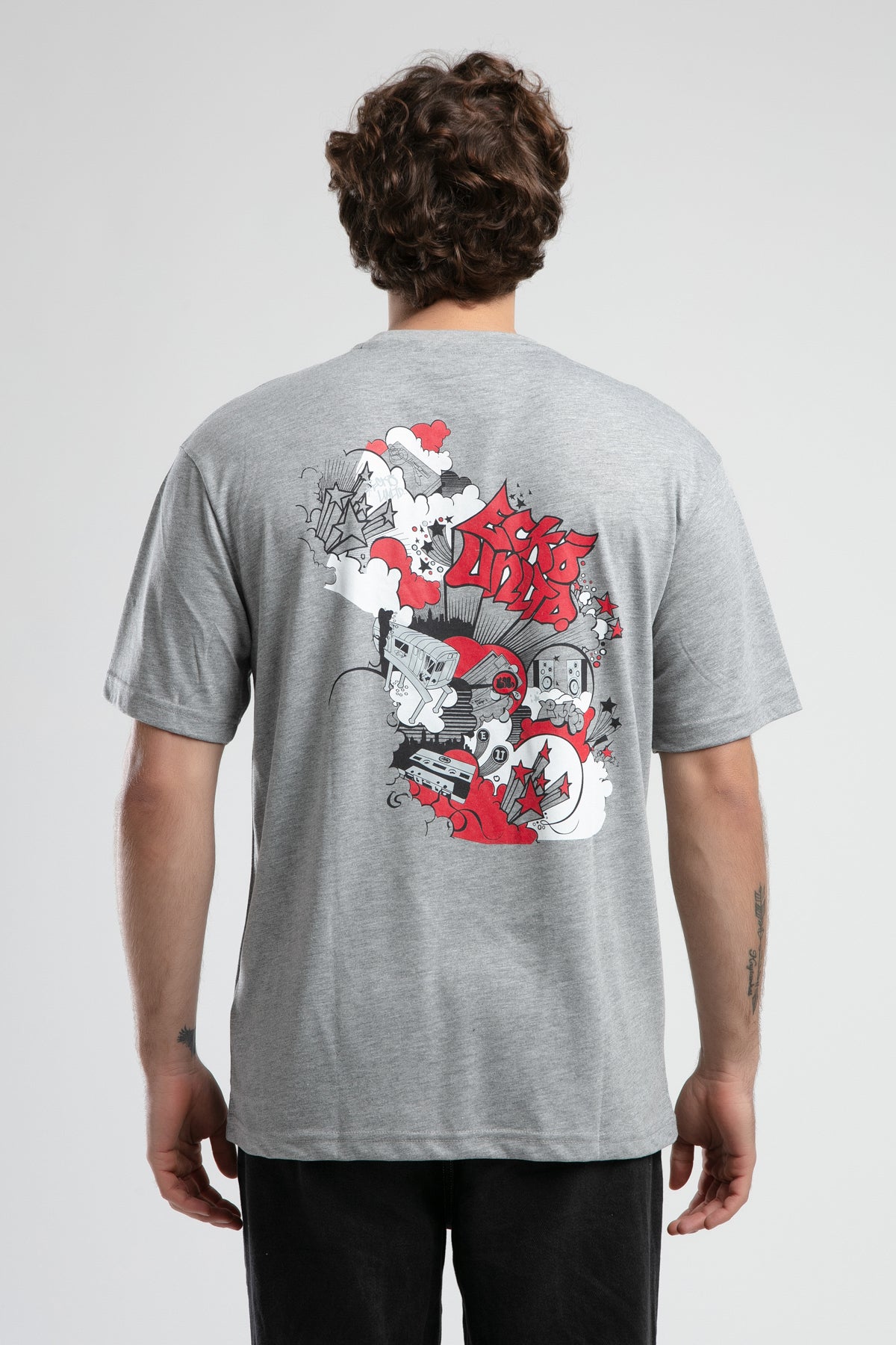 Ecko Unltd. Tricou cu decolteu la baza gatului, imprimeu cu logo, Gri, BRYANT