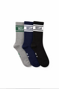 UCLA Set trei perechi de sosete din bumbac, unisex,  Negru-Bleumarin-Gri, CALZADA