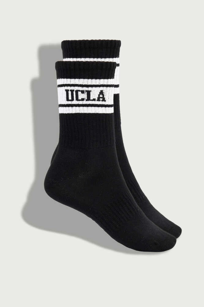 UCLA Set trei perechi de sosete din bumbac, unisex,  Negru, CALZADA