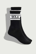 UCLA Set trei perechi de sosete din bumbac, unisex,  Negru, CALZADA