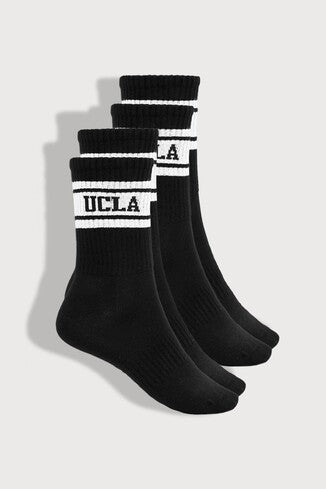 UCLA Set trei perechi de sosete din bumbac, unisex,  Negru, CALZADA