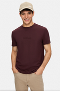 UCLA Tricou cu decolteu la baza gatului, imprimeu cu logo, regular fit, Rosu inchis, CANARY
