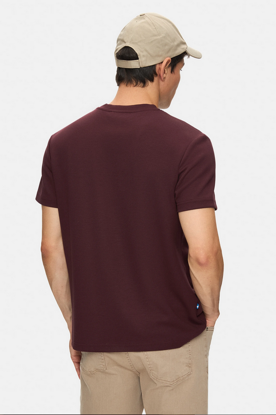 UCLA Tricou cu decolteu la baza gatului, imprimeu cu logo, regular fit, Rosu inchis, CANARY