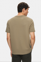 UCLA Tricou cu decolteu la baza gatului, imprimeu cu logo, regular fit, Kaki, CANARY