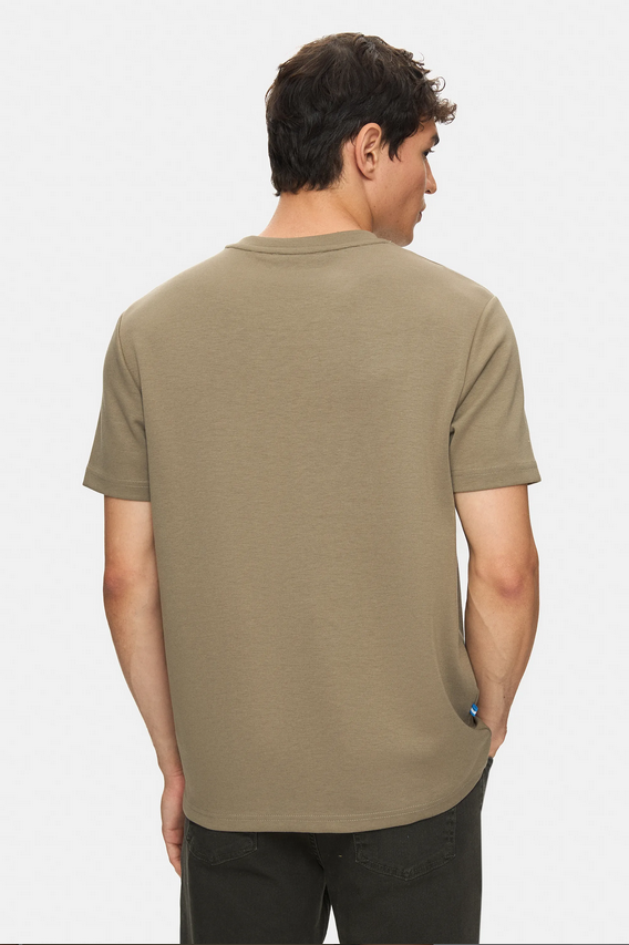 UCLA Tricou cu decolteu la baza gatului, imprimeu cu logo, regular fit, Kaki, CANARY