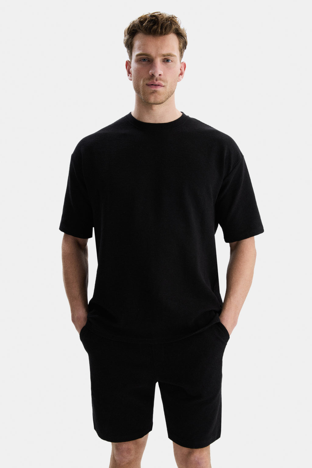 UCLA Tricou cu decolteu la baza gatului, imprimeu cu logo, regular fit, Negru, CASTAC