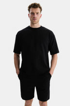 UCLA Tricou cu decolteu la baza gatului, imprimeu cu logo, regular fit, Negru, CASTAC